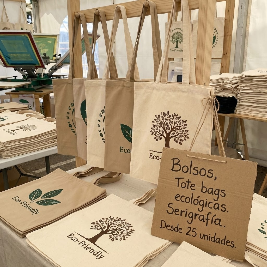Bolso de tela con impresión de marca