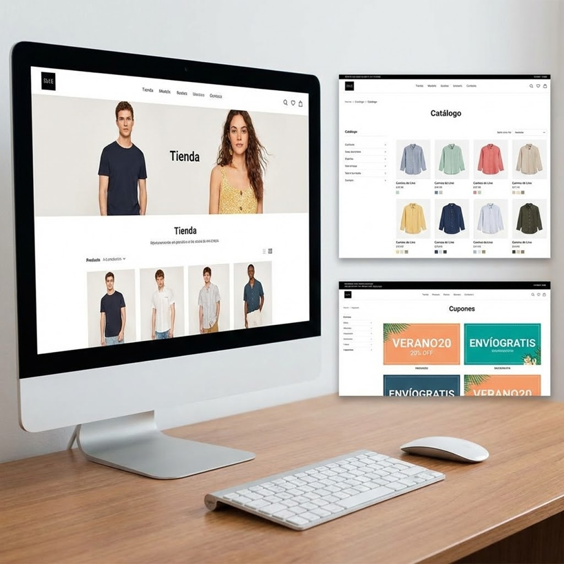 Vista de catálogo de indumentaria en una tienda online