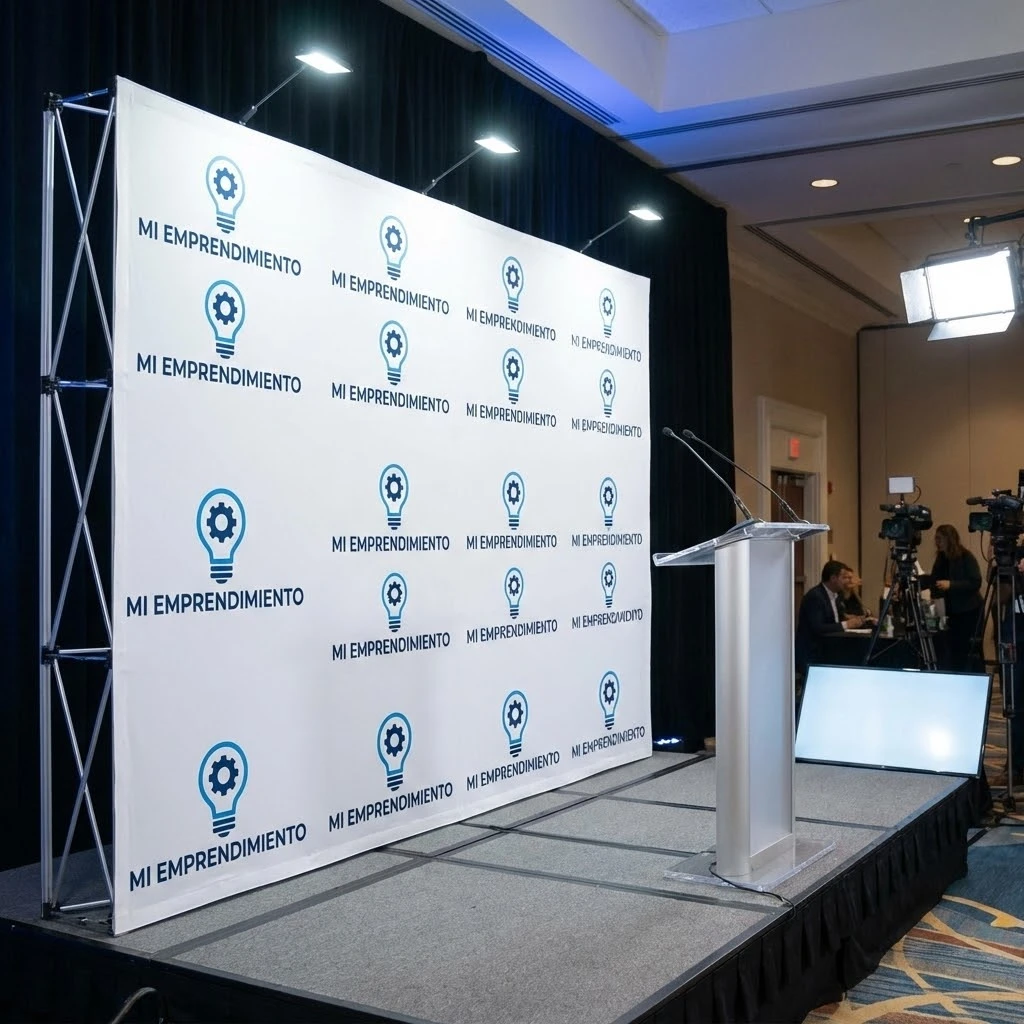 Back de prensa con logos repetidos