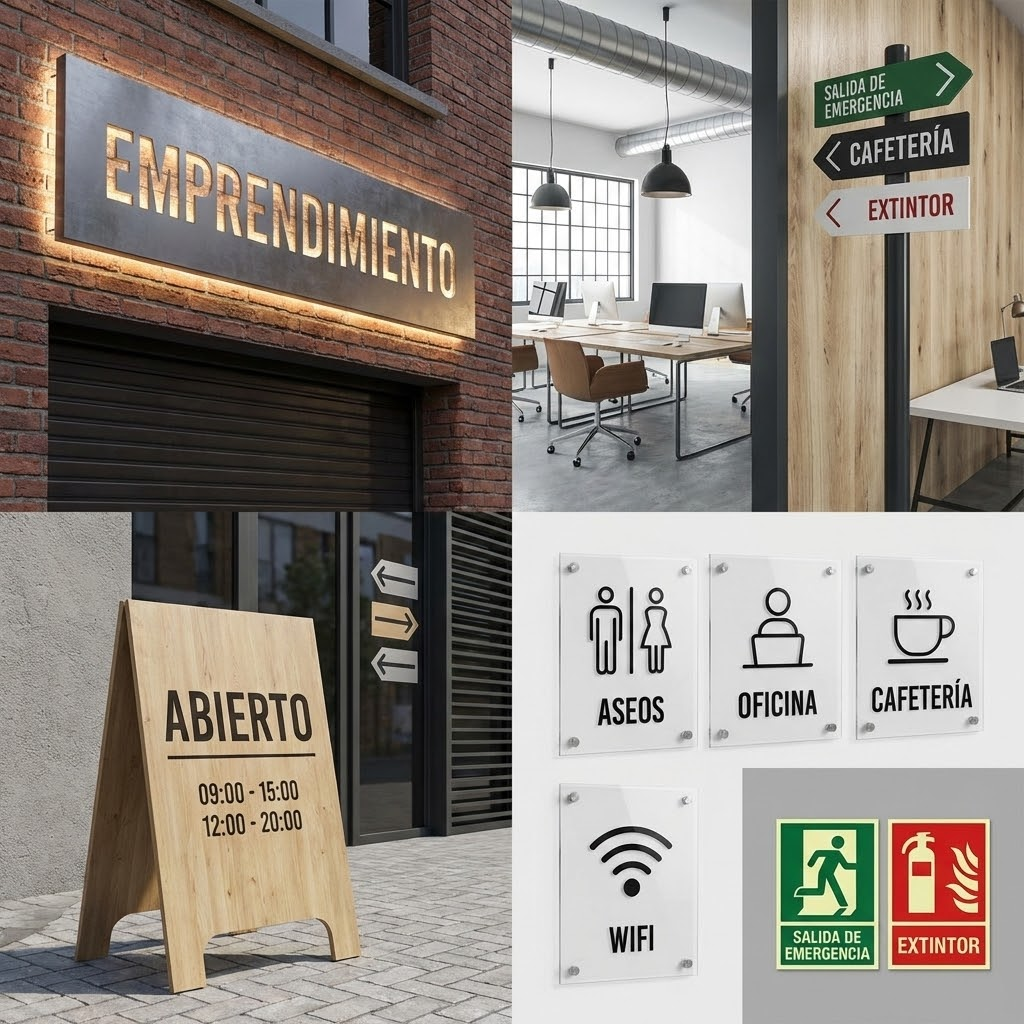 Señalética interior con pictogramas claros